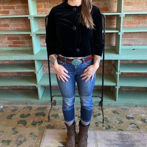 Vintage black velvet button up top - Picture 9 of 9